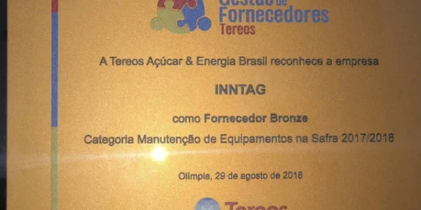 Inntag recebe prêmio do programa de gestão de fornecedores do Grupo Tereos